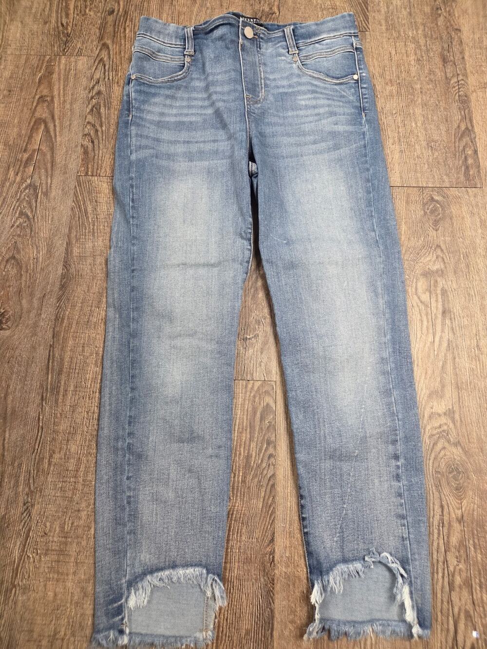 Liverpool Jeans Womens Size 6/28 Gia Glider Skinny Crop Denim Pull On Frayed